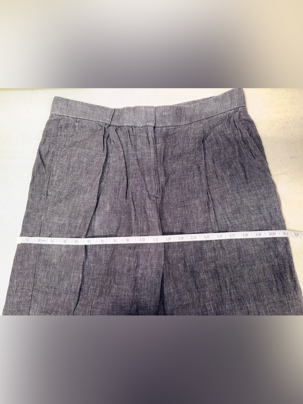 Eileen Fisher Small Organic Linen Pleated Wide Leg Pants Charcoal Quiet Luxury - Picture 13 of 16
